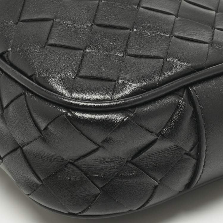 Pre Owned Bottega Veneta Black Intrecciato Leather Camera Crossbody Bag
