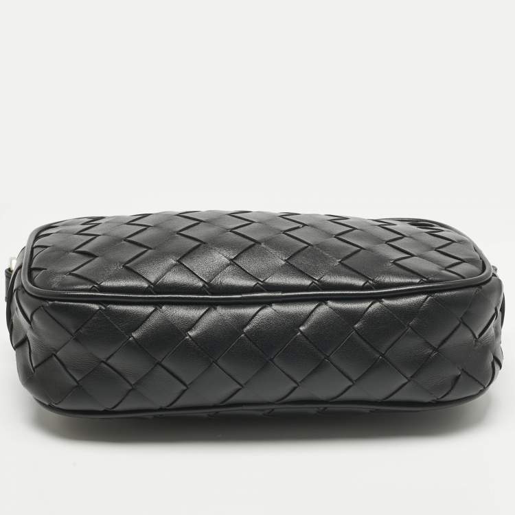 Pre Owned Bottega Veneta Black Intrecciato Leather Camera Crossbody Bag