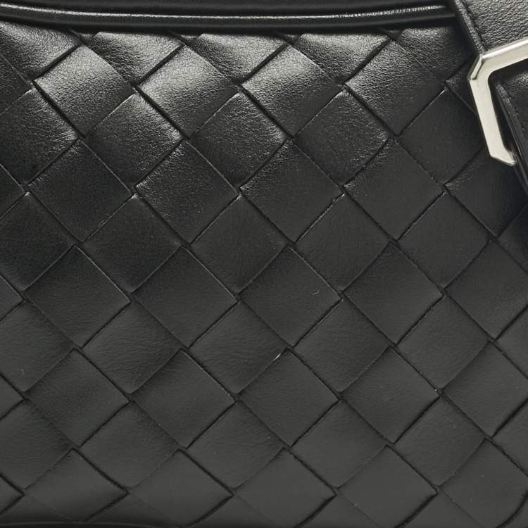 Pre Owned Bottega Veneta Black Intrecciato Leather Camera Crossbody Bag