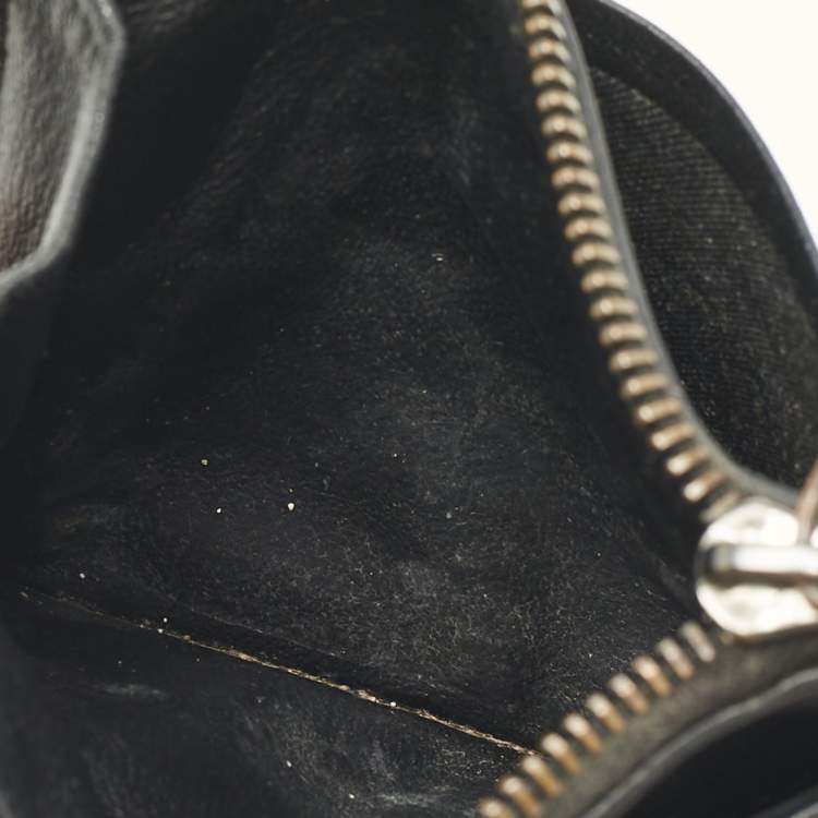 Pre Owned Bottega Veneta Black Intrecciato Leather Zip Card Holder