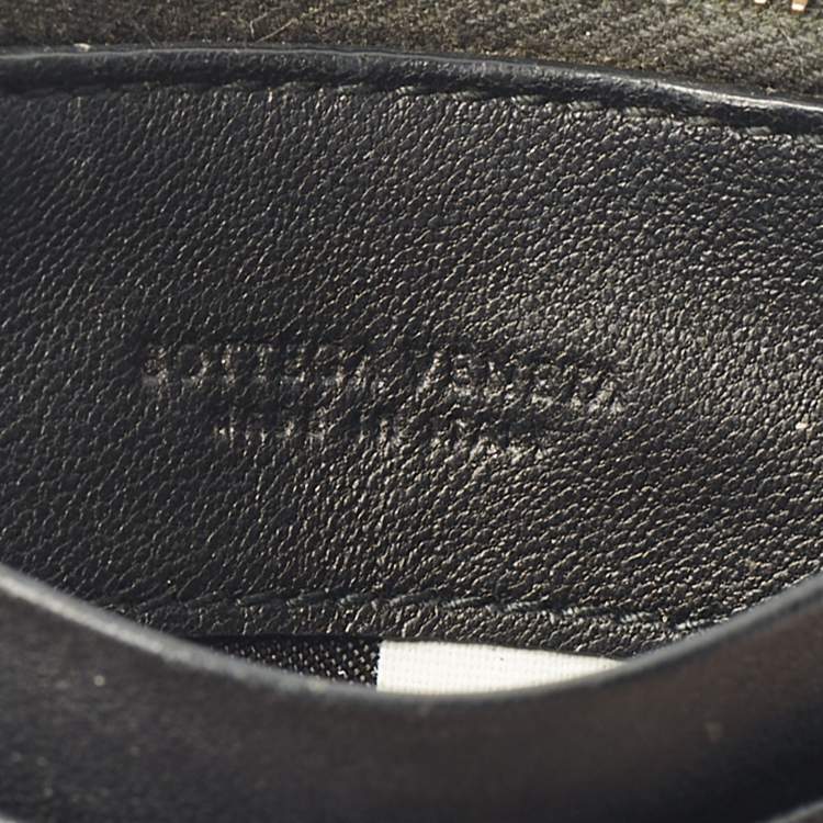 Pre Owned Bottega Veneta Black Intrecciato Leather Zip Card Holder