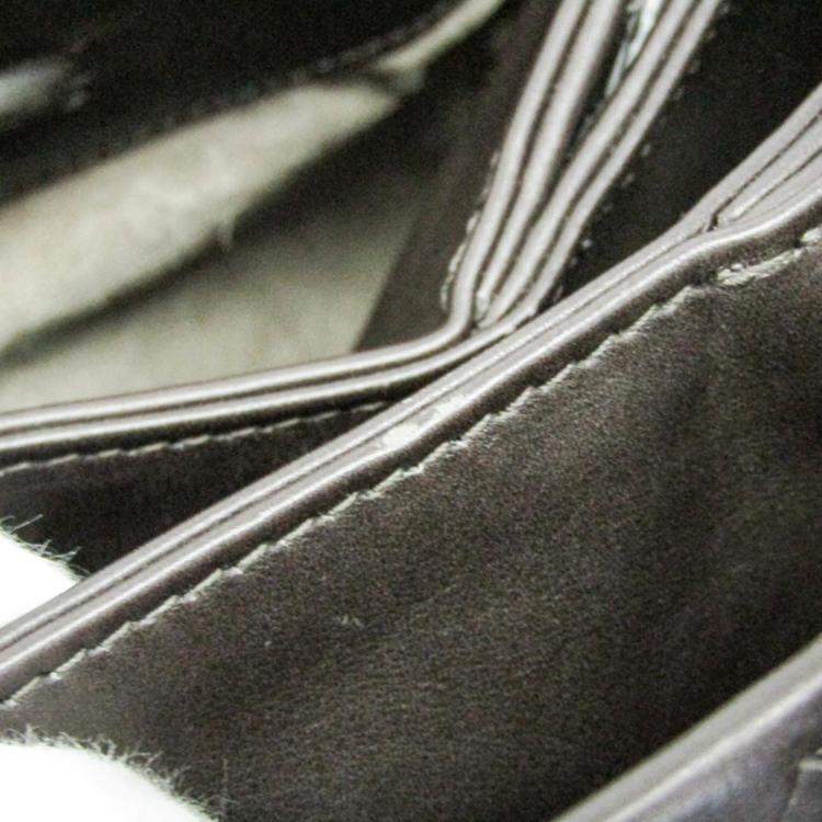 Pre Owned Bottega Veneta Intrecciato Leather Handbag Tote Bag Dark Brown