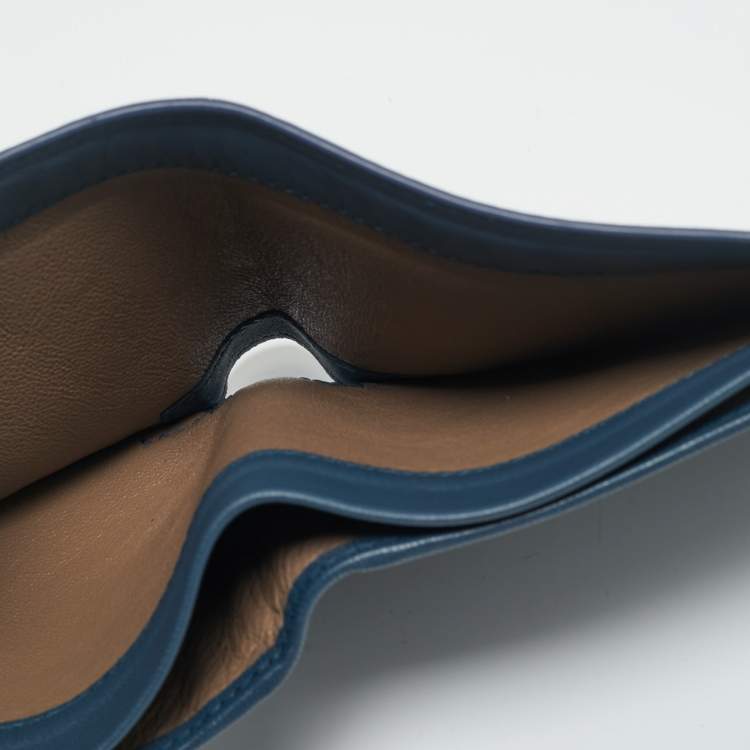 Pre Owned Bottega Veneta Blue Crocodile Bifold Wallet