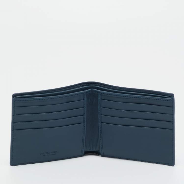 Pre Owned Bottega Veneta Blue Crocodile Bifold Wallet