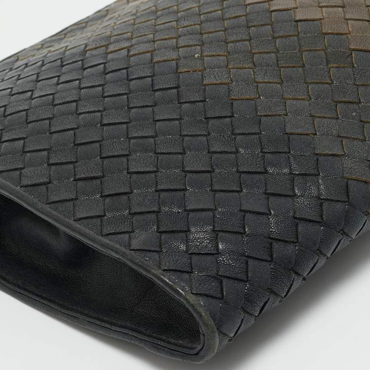 Pre Owned Bottega Veneta Tricolor Intrecciato Leather Document Pouch