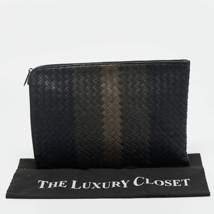 Pre Owned Bottega Veneta Tricolor Intrecciato Leather Document Pouch