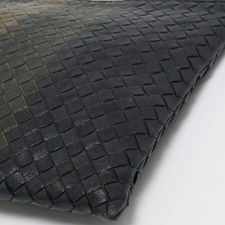 Pre Owned Bottega Veneta Tricolor Intrecciato Leather Document Pouch