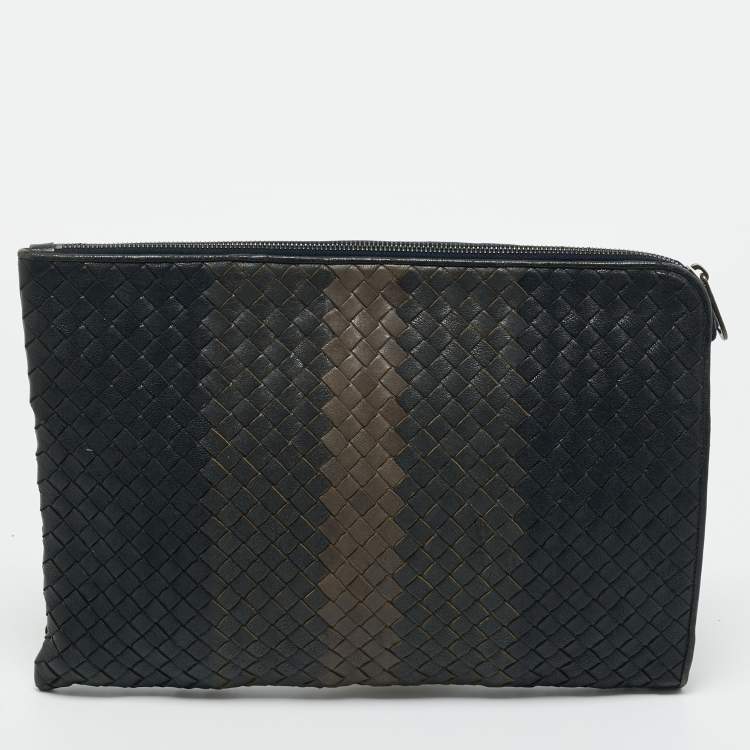 Pre Owned Bottega Veneta Tricolor Intrecciato Leather Document Pouch