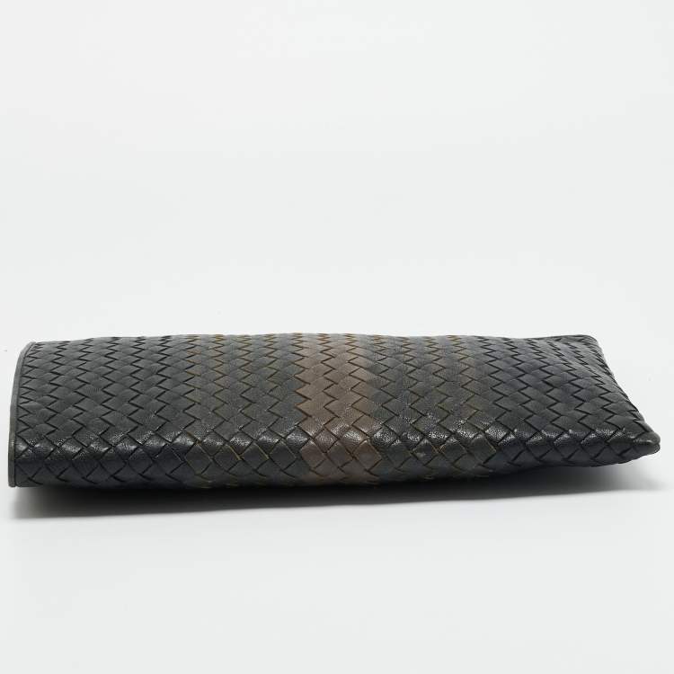 Pre Owned Bottega Veneta Tricolor Intrecciato Leather Document Pouch
