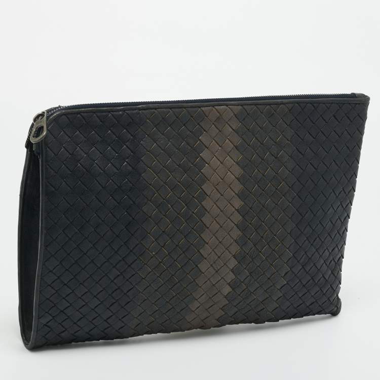Pre Owned Bottega Veneta Tricolor Intrecciato Leather Document Pouch