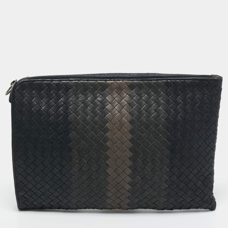 Pre Owned Bottega Veneta Tricolor Intrecciato Leather Document Pouch