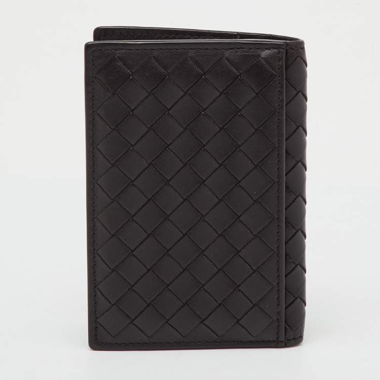 Pre Owned محفظة بوتيغا فينيتا جلد أنترشياتو ثنائية الطي بنية داكنة