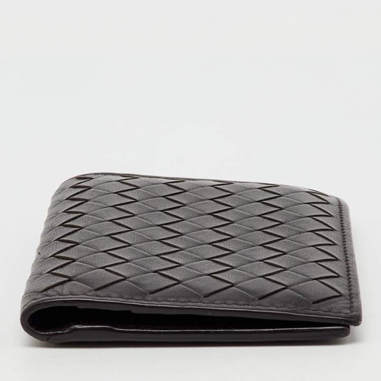 Pre Owned محفظة بوتيغا فينيتا جلد أنترشياتو ثنائية الطي بنية داكنة