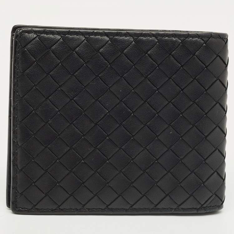 Pre Owned Bottega Veneta Black Intrecciato Leather Bifold Wallet