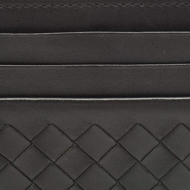 Pre Owned Bottega Veneta Grey Intrecciato Leather Card Holder