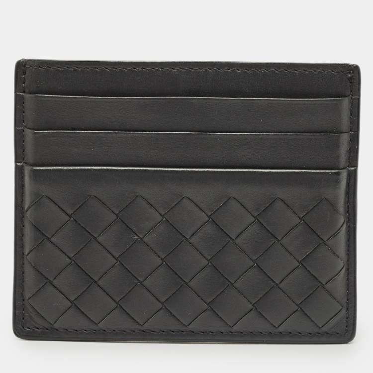 Pre Owned Bottega Veneta Grey Intrecciato Leather Card Holder