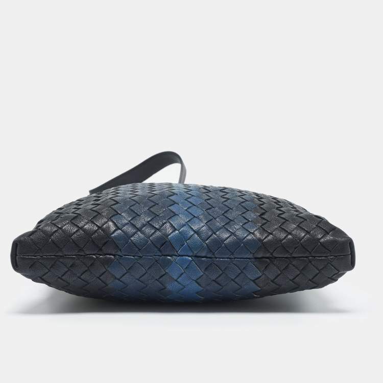 Pre Owned Bottega Veneta Tricolor Intrecciato Leather Messenger Bag