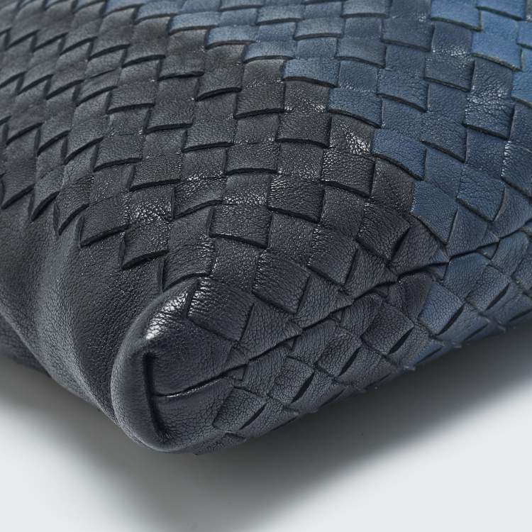 Pre Owned Bottega Veneta Tricolor Intrecciato Leather Messenger Bag