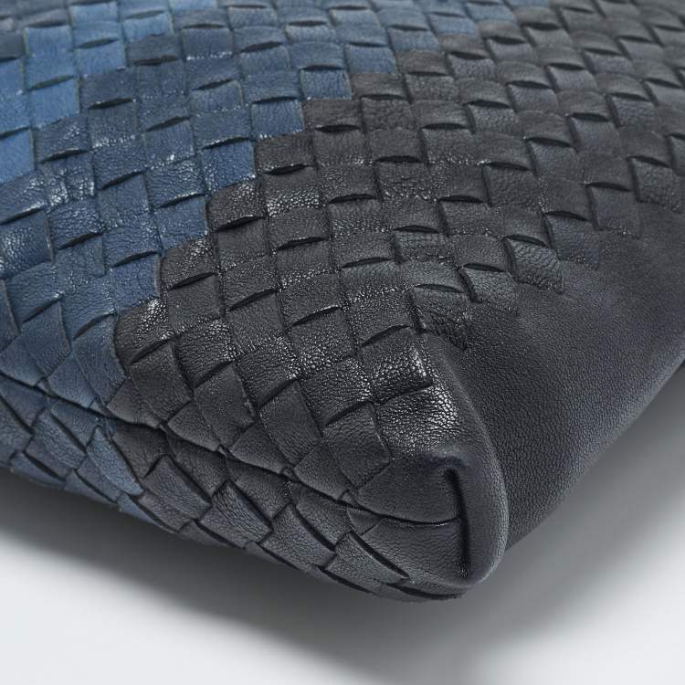 Pre Owned Bottega Veneta Tricolor Intrecciato Leather Messenger Bag