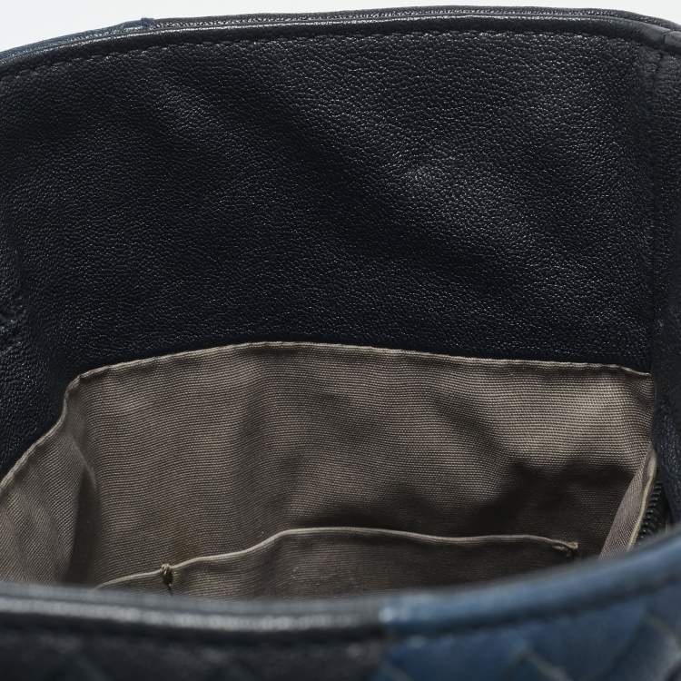 Pre Owned Bottega Veneta Tricolor Intrecciato Leather Messenger Bag