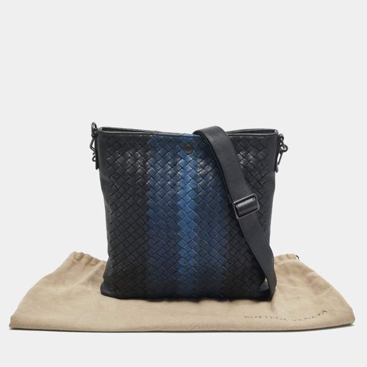 Pre Owned Bottega Veneta Tricolor Intrecciato Leather Messenger Bag