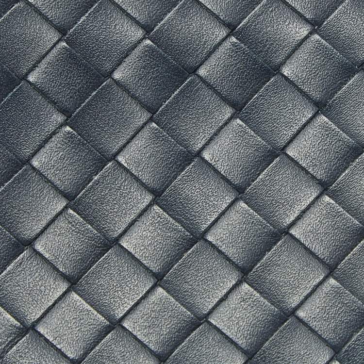 Pre Owned Bottega Veneta Navy Blue Intrecciato Leather Bifold Wallet