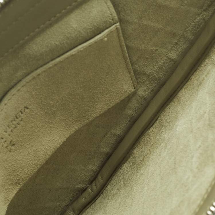 Pre Owned Bottega Veneta Virgule Travertine Intrecciato Leather Messenger Bag