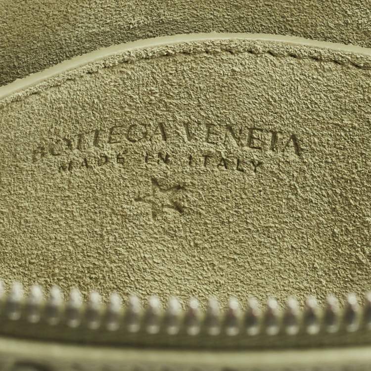 Pre Owned Bottega Veneta Virgule Travertine Intrecciato Leather Messenger Bag