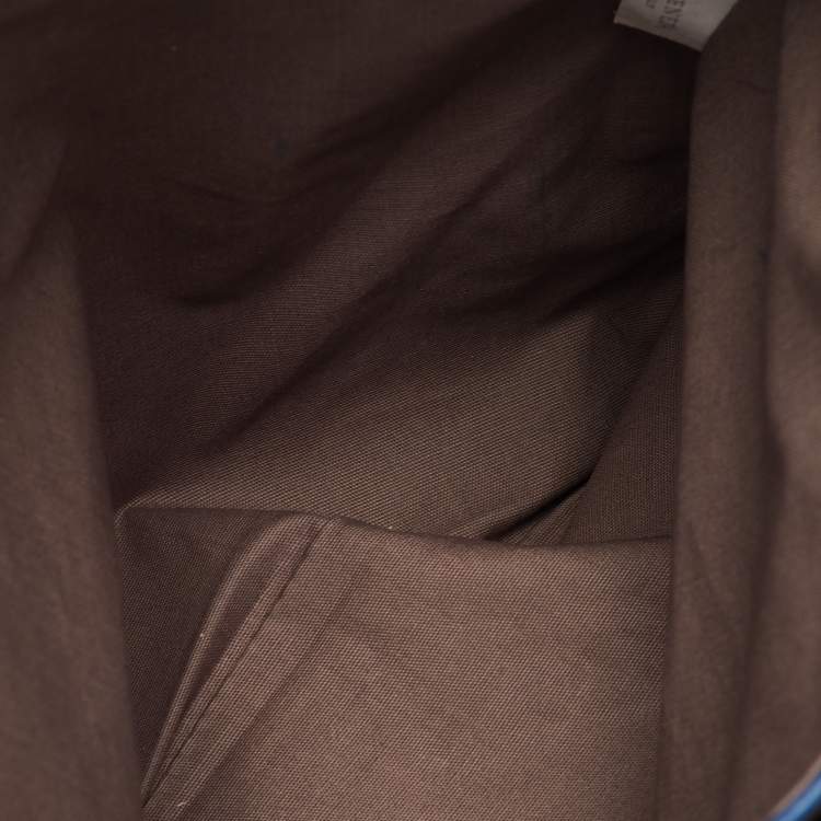 Pre Owned Bottega Veneta Blue Intrecciato Leather Messenger Bag