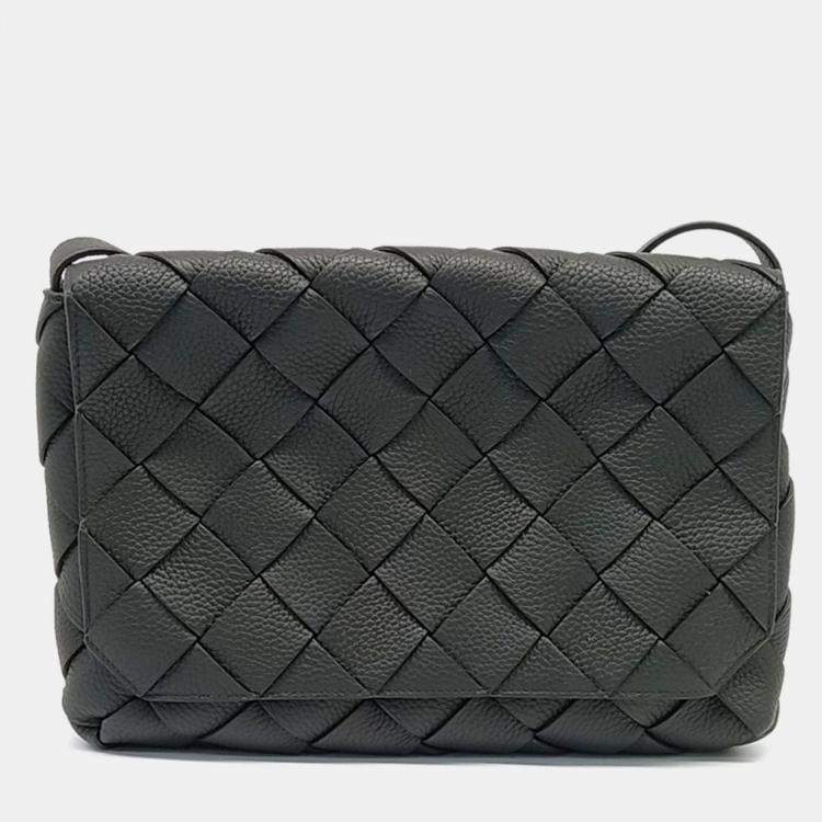 Pre Owned Bottega Veneta Green Leather Diago Large Crossbody Bag