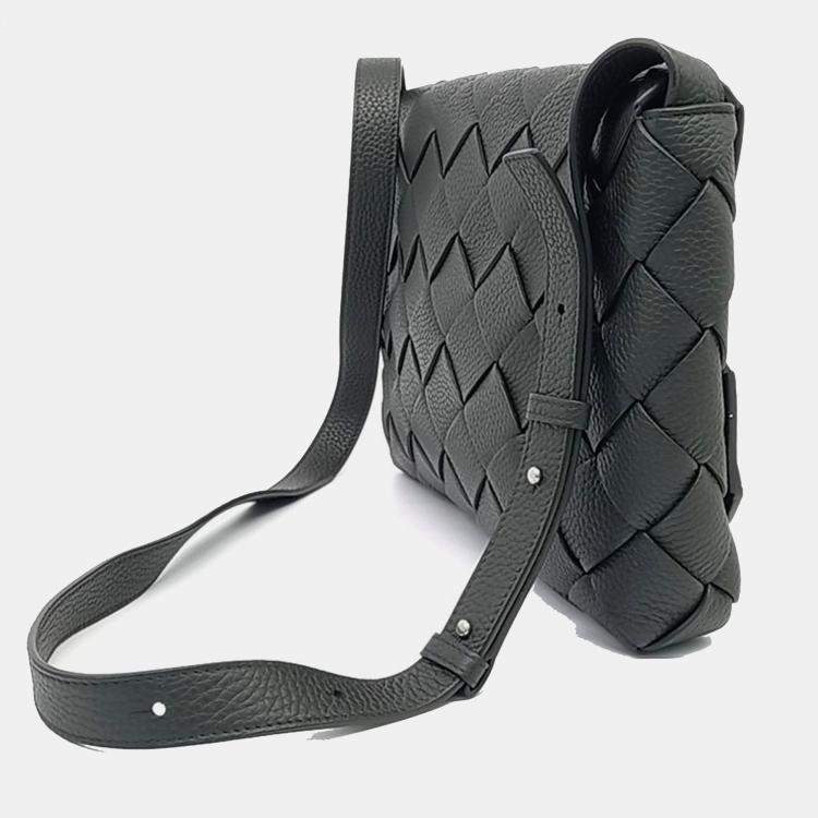 Pre Owned Bottega Veneta Green Leather Diago Large Crossbody Bag