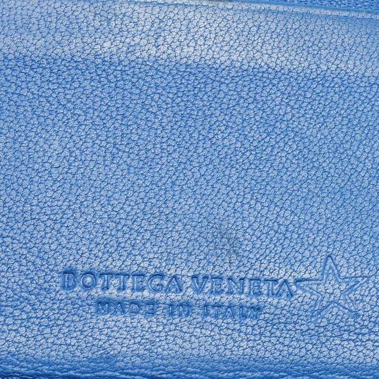 Pre Owned Bottega Veneta Black/Blue Intrecciato Leather Bifold Wallet