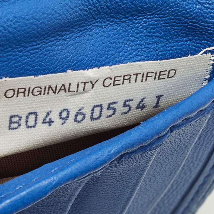 Pre Owned Bottega Veneta Black/Blue Intrecciato Leather Bifold Wallet