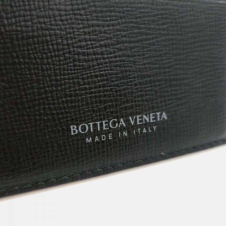 Pre Owned Bottega Veneta Black Leather Card Wallet