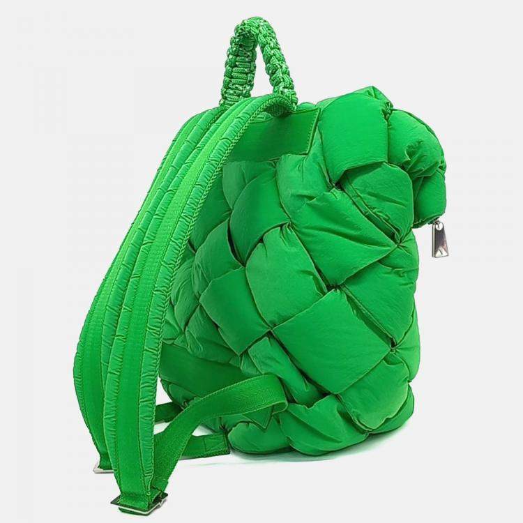 Pre Owned Bottega Veneta Green Fabric Cassette Backpack
