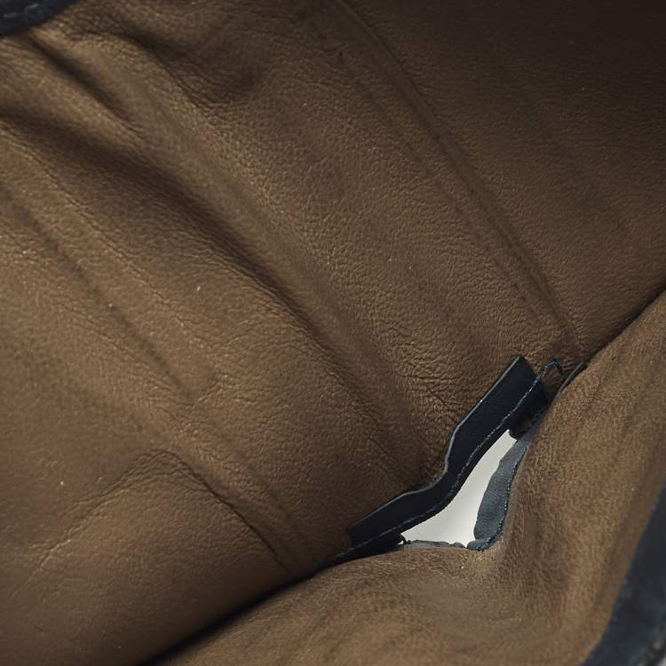 Pre Owned Bottega Veneta Navy Blue Intrecciato Leather Bifold Wallet