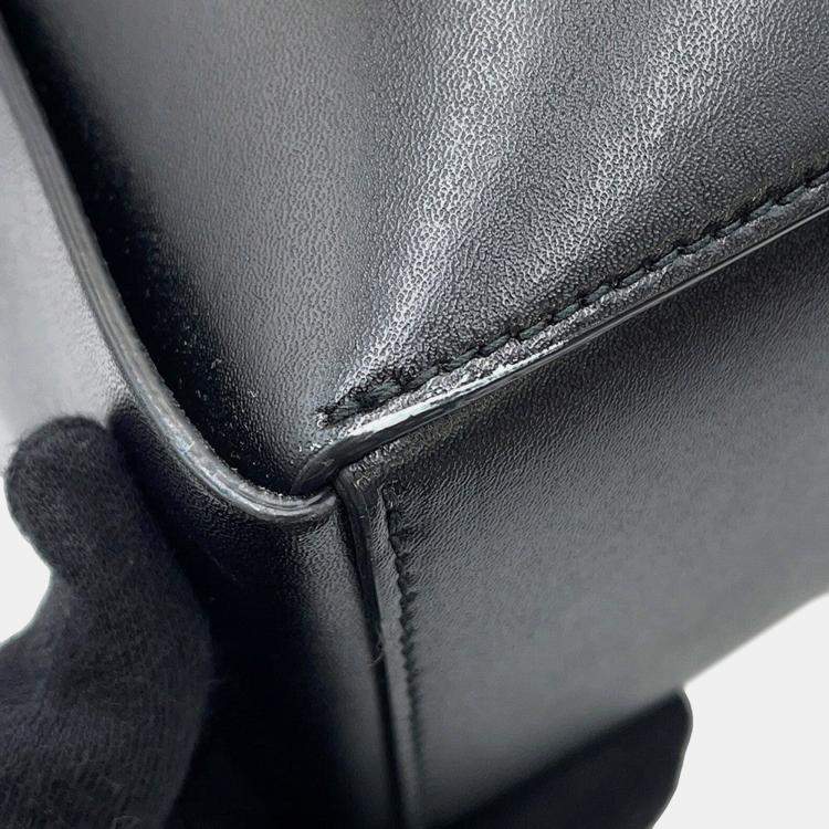 Pre Owned Bottega Veneta Maxi Intrecciato Arco Tote Bag Black Leather Size Large