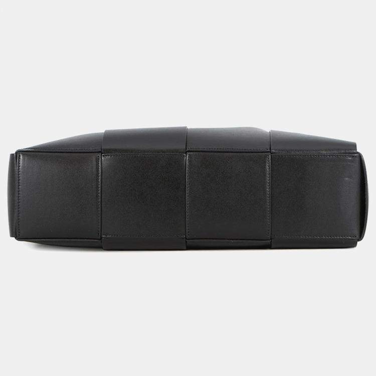 Pre Owned Bottega Veneta Maxi Intrecciato Arco Tote Bag Black Leather Size Large