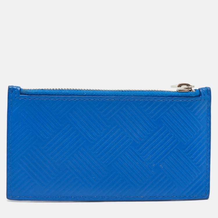 Pre Owned Bottega Veneta Blue Leather Zip Card Case