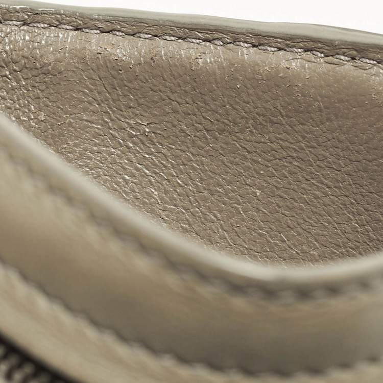 Pre Owned Bottega Veneta Beige Intrecciato Leather Zip Card Holder