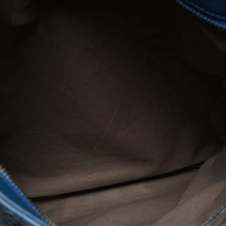 Pre Owned Bottega Veneta Blue/Black Intrecciato Leather Messenger Bag