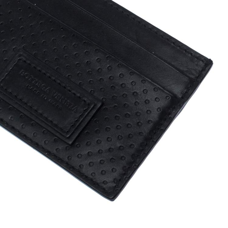 Pre Owned Bottega Veneta Black Perforated Leather Leggero Card Holder
