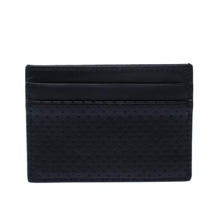 Pre Owned Bottega Veneta Black Perforated Leather Leggero Card Holder
