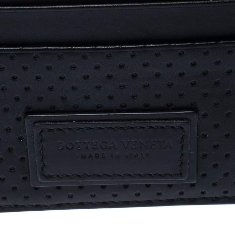 Pre Owned Bottega Veneta Black Perforated Leather Leggero Card Holder