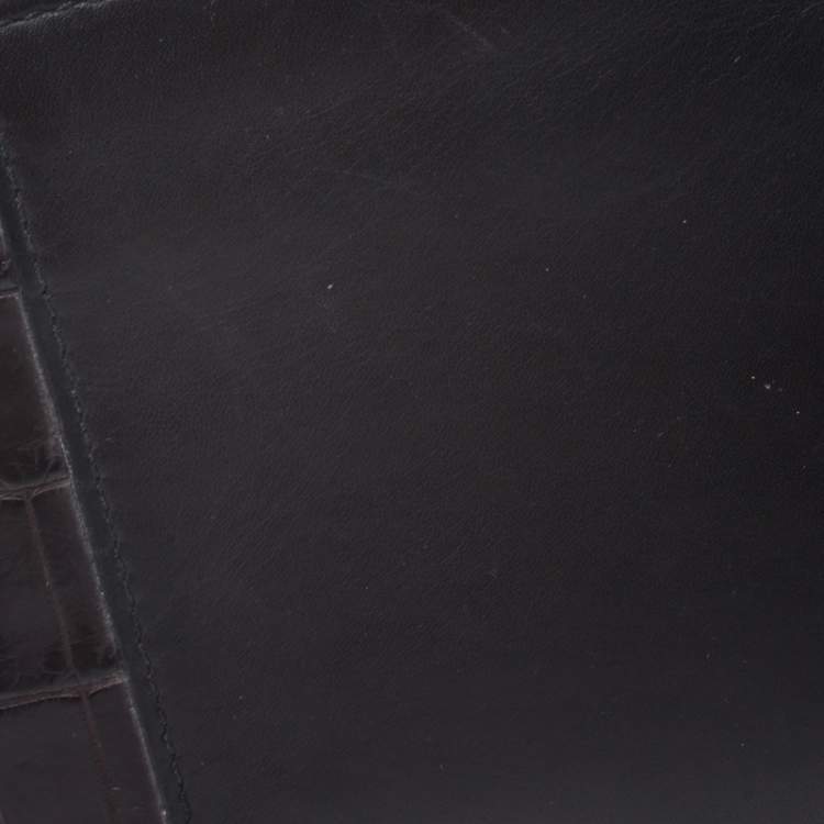 Pre Owned Bottega Veneta Dark Brown Leather and Alligator Bifold Wallet