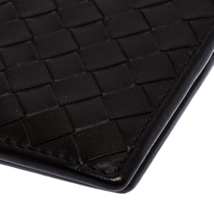 Pre Owned Bottega Veneta Dark Brown Intrecciato Leather Bifold Wallet