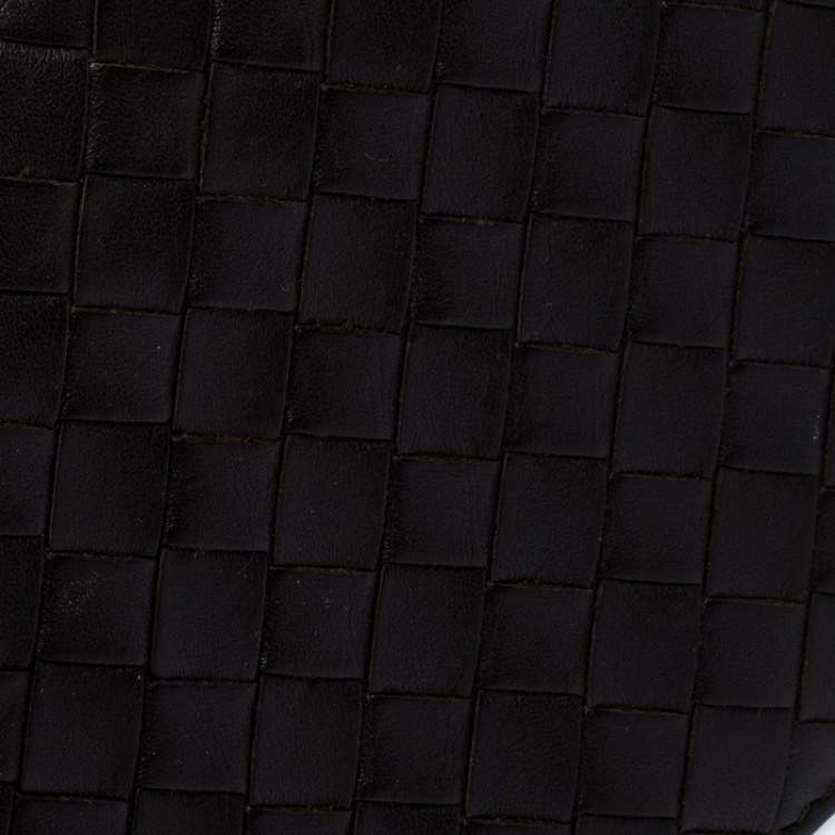 Pre Owned Bottega Veneta Dark Brown Intrecciato Leather Bifold Wallet