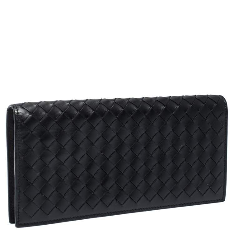 Pre Owned Bottega Veneta Black Intrecciato Leather Continental Wallet