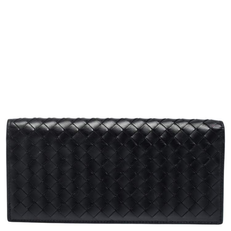 Pre Owned Bottega Veneta Black Intrecciato Leather Continental Wallet