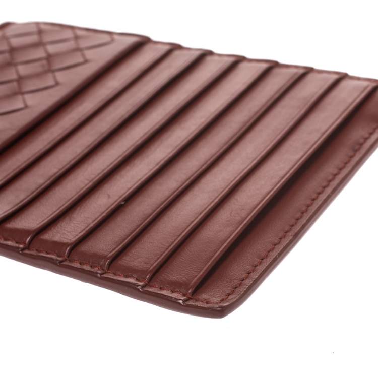 Pre Owned Bottega Veneta Rouille/Rust Intrecciato Leather Card Holder 8CC